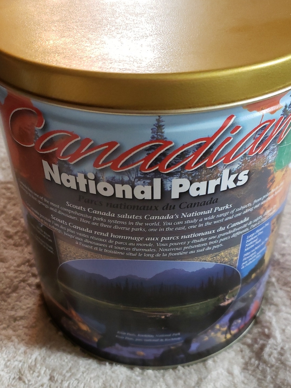 Scouts Canada - Canadian National Parks Collectible Tin - Gold Lid